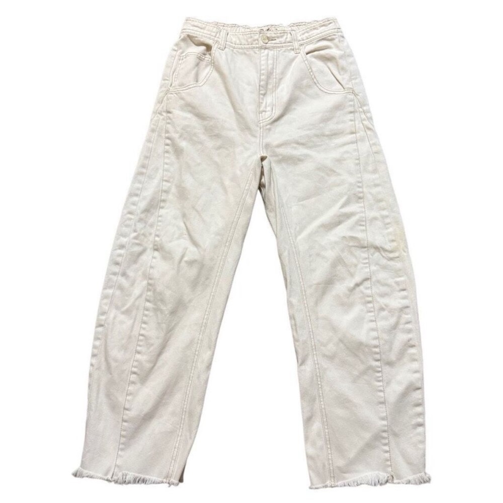 Free people We The Free frayed hem wide leg off white color jeans size 26